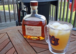 George Dickel cocktail in Auburn glass