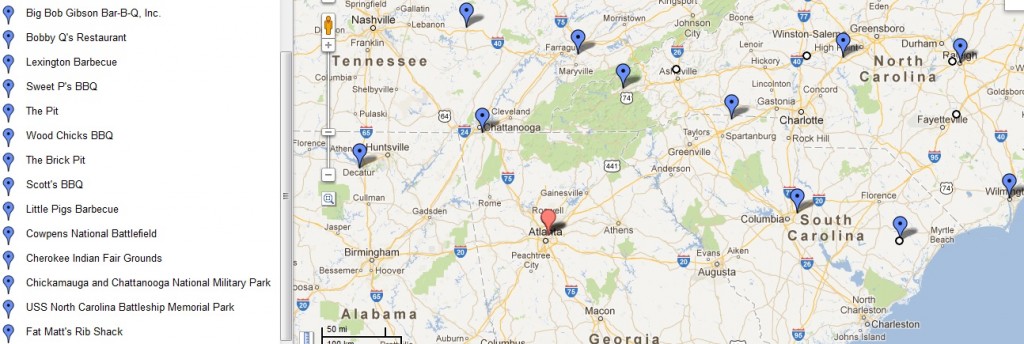 BBQ joints in North Carolina, South Carolina, and Alabama